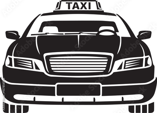 Black Silhouette of Taxi Front View