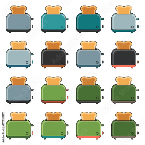 Collection of Colorful Toaster Icons