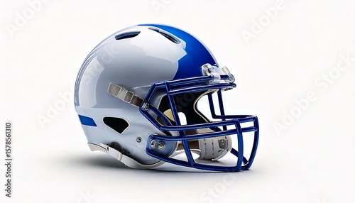  white side view white and blue football helmet mockup on white background 