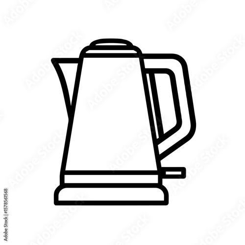 Solid glyph icon of a kitchen appliance electric kettle with transparent background, vector design