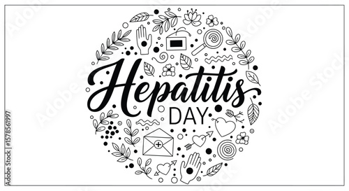 Hepatitis day awareness vector design for social media campaign and health promotion with decorative elements