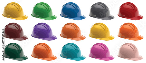 Assorted Safety Hard Hats in Various Colors