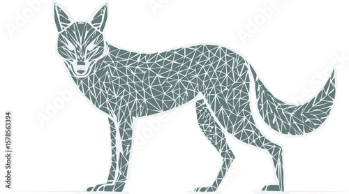 Golden jackal depicted in side view with black-tipped tail and alert posture, ideal for nature-themed projects.
