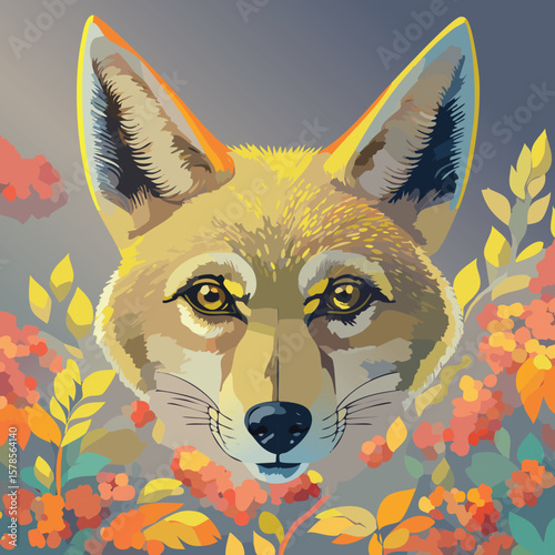 Golden jackal artwork showing its cautious movement and golden shimmer in a wilderness setting.