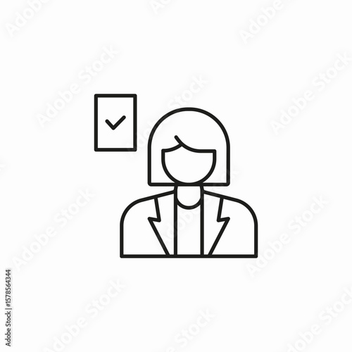 woman approved document icon sign vector