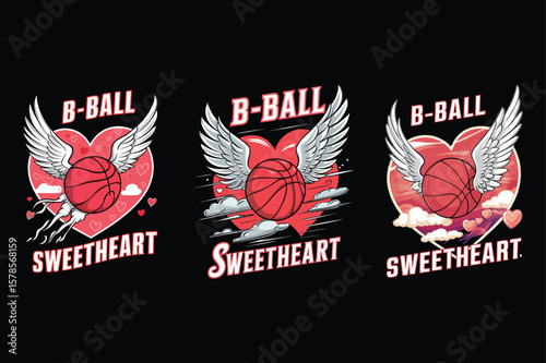 Basketball heart with wings sweetheart love