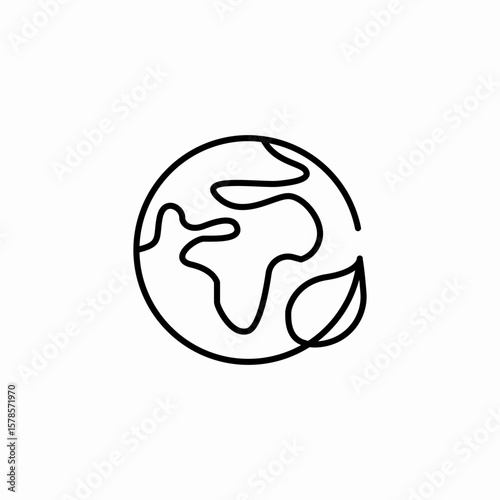 earth leaf line icon sign vector