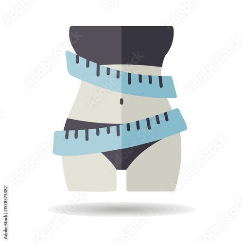 Elegant women's waist with measuring tape icon