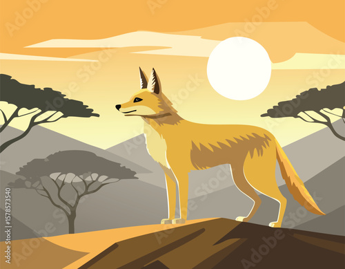 African golden wolf artwork showing its wild character and ecological importance in a clean layout.