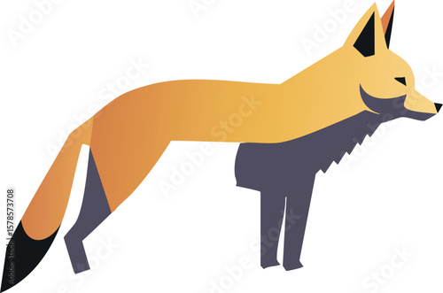 African golden wolf side view with stylized fur and upright ears, ideal for wildlife awareness campaigns.