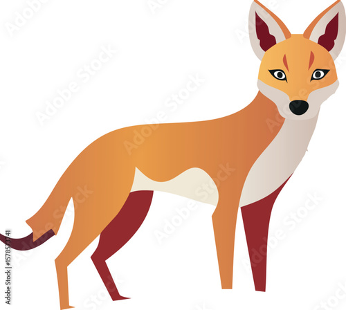 African golden wolf walking in side profile with alert stance and shimmering fur for nature branding.