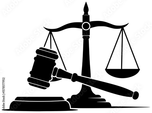 justice illustration legal silhouette judge logo court icon gavel outline law verdict lawyer authority courtroom criminal legislation trial judgment shape rights vector graphic background