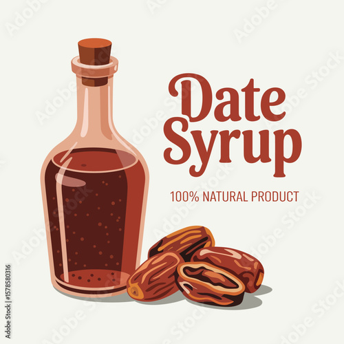 Date Syrup in Glass Bottle with Dates