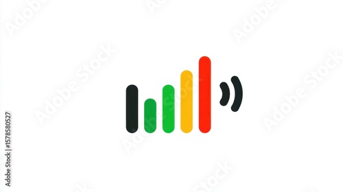 Signal Strength Icon: A vibrant graphic representation of signal strength, conveying connectivity, and digital communication.