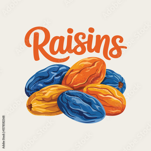 Colorful Raisins Illustration Graphic Design