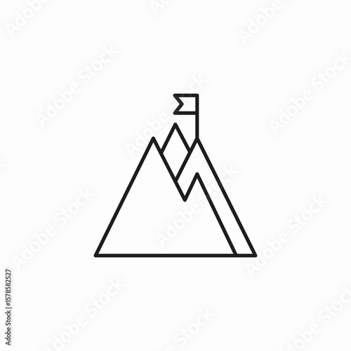 mountain flag peak icon sign vector