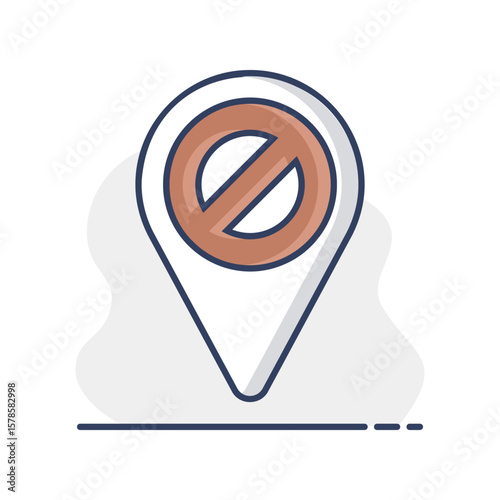 Forbidden pin map icon. Map pointer