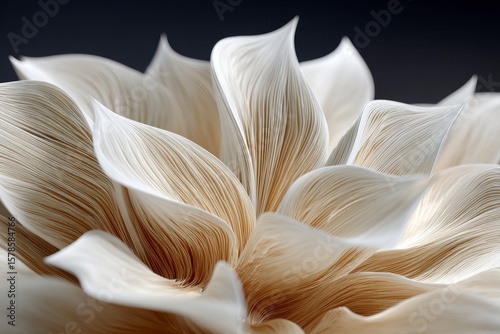 Close up view of layered cream colored petals with delicate textures flower