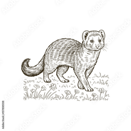 Vintage engraving woodcut Mongoose vector illustration art design