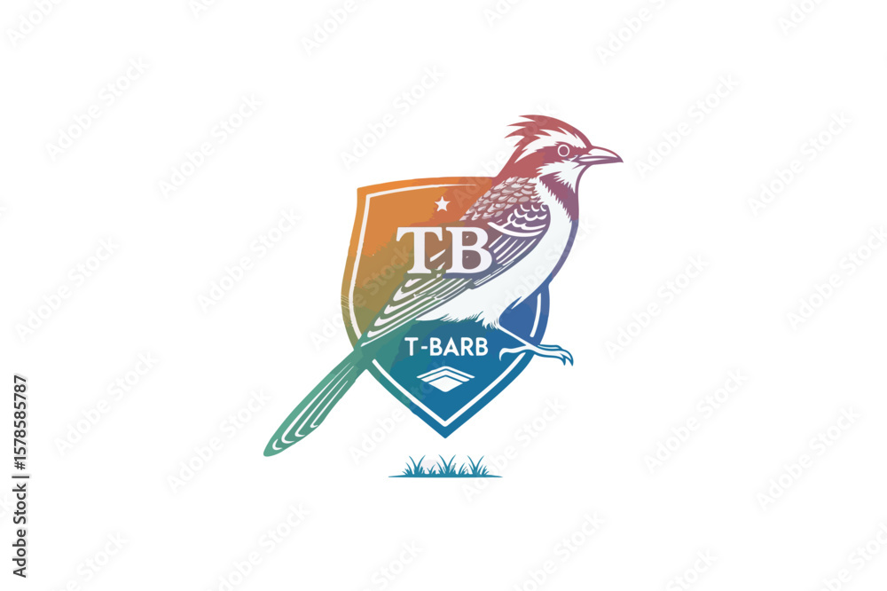 Naklejka premium T-barb bird logo gradient on white background.02