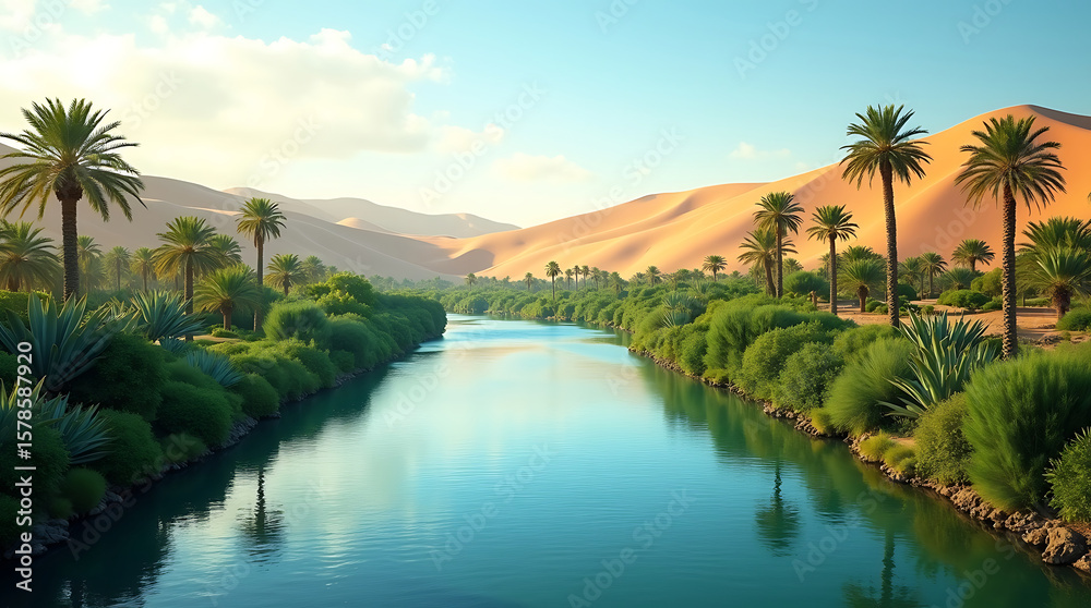 Obraz premium Lush green forest with a winding river