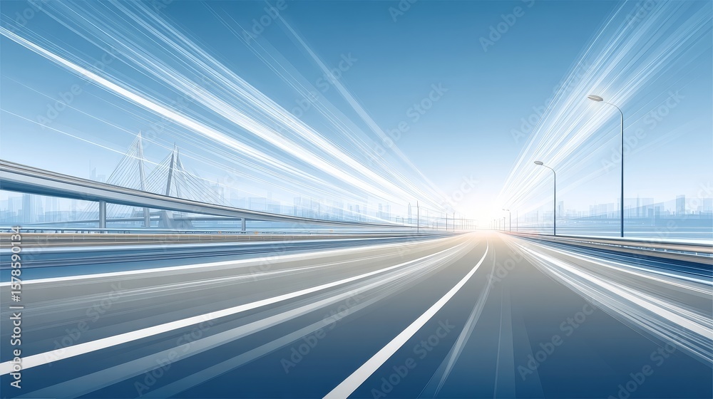 Obraz premium Dynamic Transport Scene on Urban Roadway at Dawn
