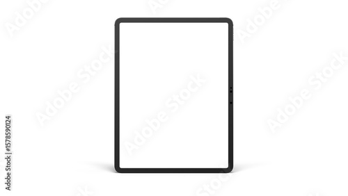 iPad Pro on an isolated background. Front view mockup with transparent screens for web design, UX/UI and presentation.