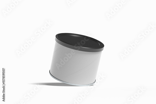 Mockup of food can on white background