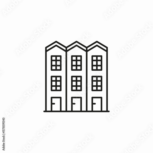 row houses urban icon sign vector