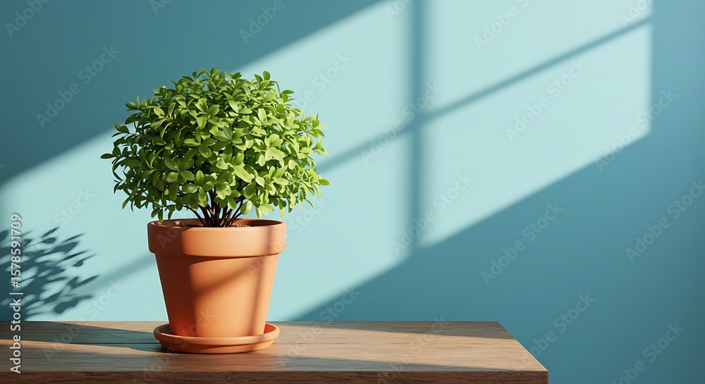 Fototapeta premium Sunlit Basil: A 3D Render
