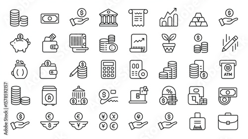 Business Finance Icons for Digital, Banking, and Investment Use