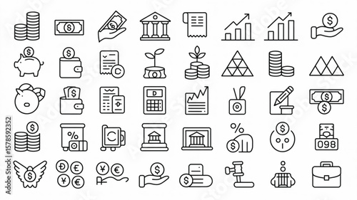 Investment, Economy, and Finance Symbols for Wealth Management
