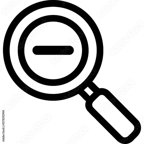 Zoom out minus magnifier outline icon vector