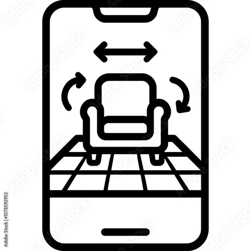 Ar furniture placement outline icon vector