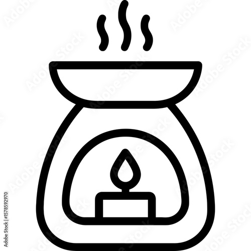 Aromatherapy burner outline icon vector