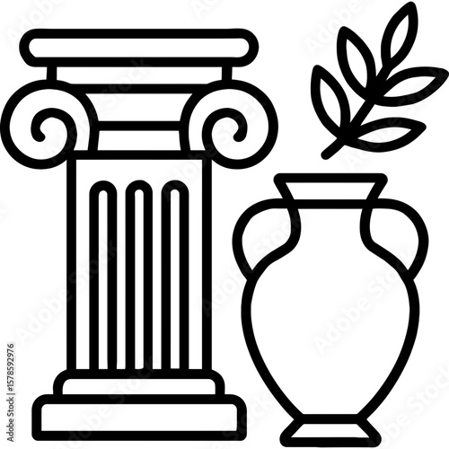 Greco-roman column capital outline icon vector