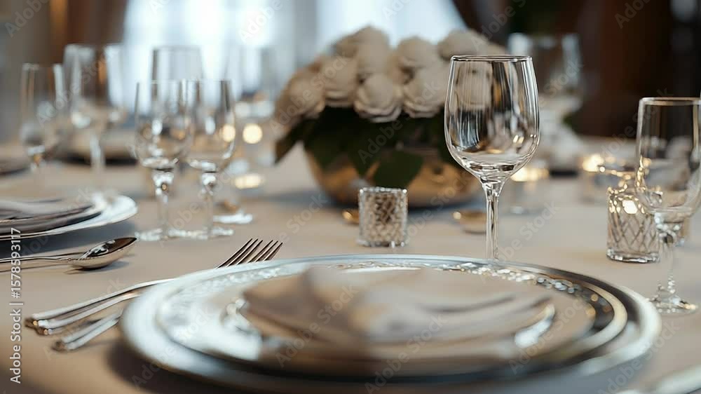 Elegant table setting is ready for a luxurious dinner party