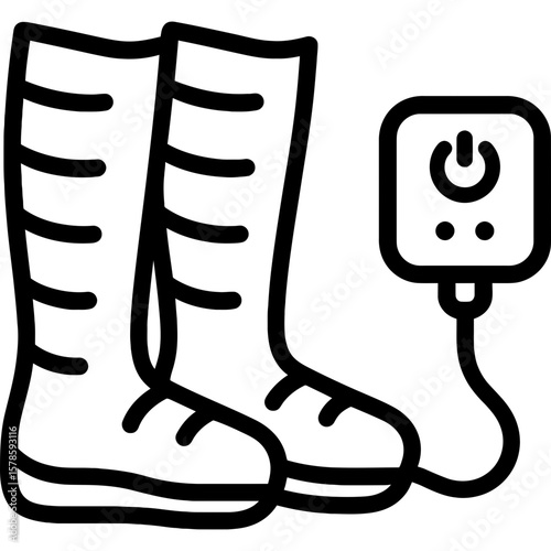 Compression boots recovery device outline icon vector