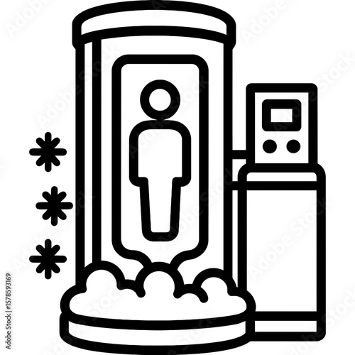 Cryotherapy chamber outline icon vector