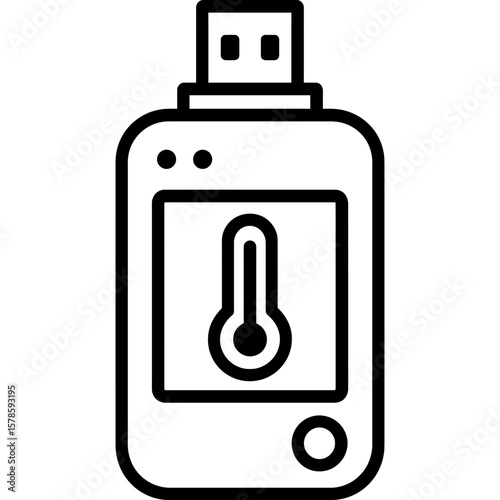 Data logger for temperature outline icon vector
