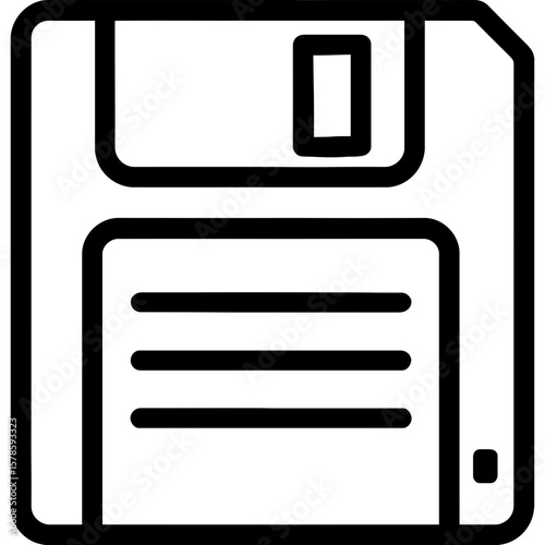 Floppy disk outline icon vector
