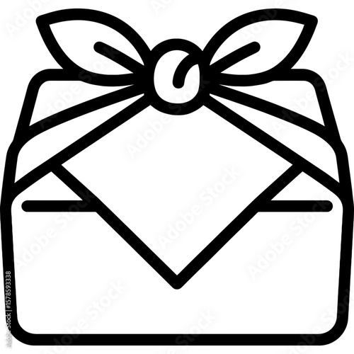 Furoshiki wrapping cloth outline icon vector