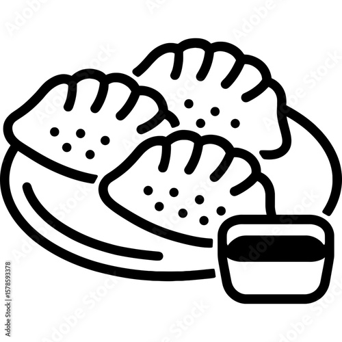 Gyoza dumplings outline icon vector