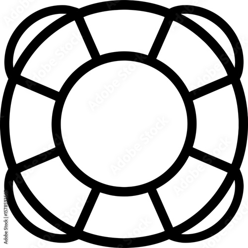 Life preserver ring outline icon vector