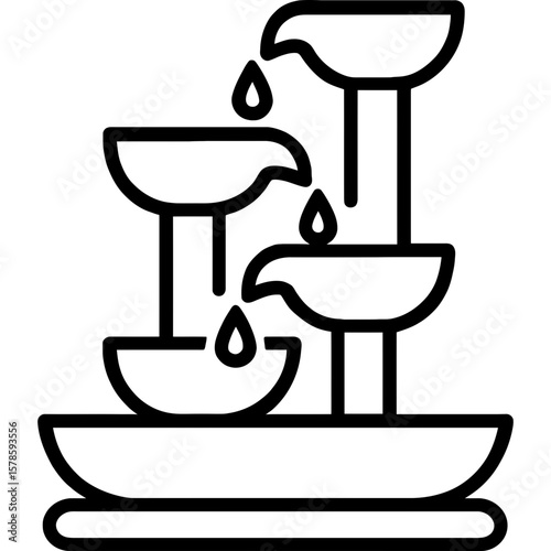 Meditation fountain outline icon vector