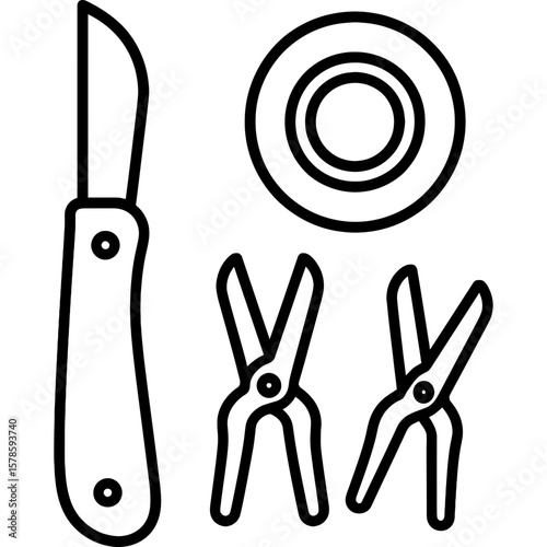 Plant grafting tools outline icon vector