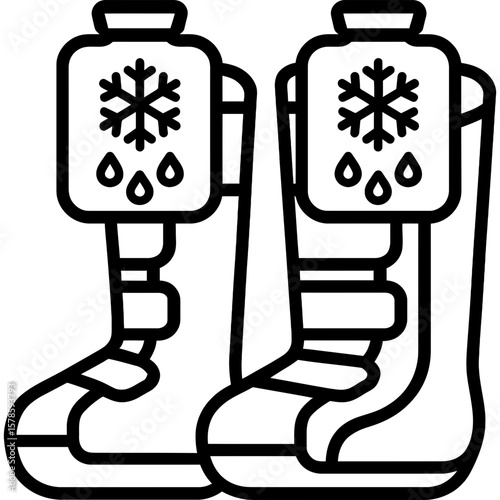 Recovery boots with ice packs outline icon vector