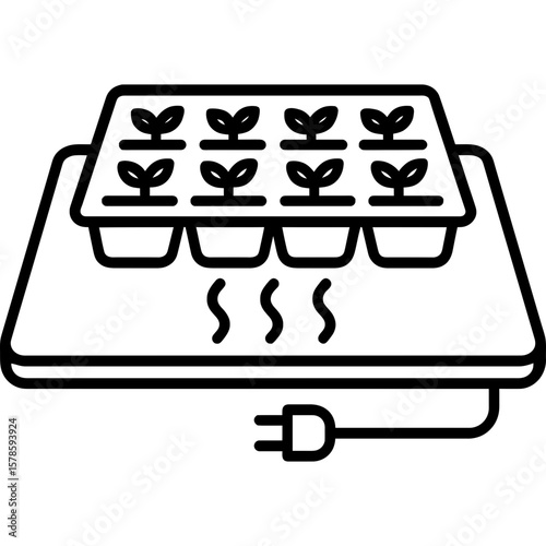 Seed starting heat mat outline icon vector