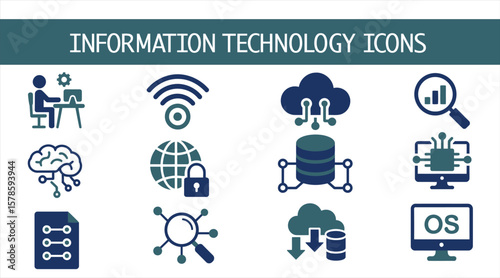 Information technology icons vector set for web design and mobile app development resources