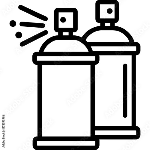 Spray paint cans outline icon vector